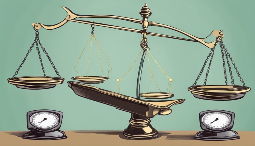 A scale balancing legal and regulatory factors, representing due diligence