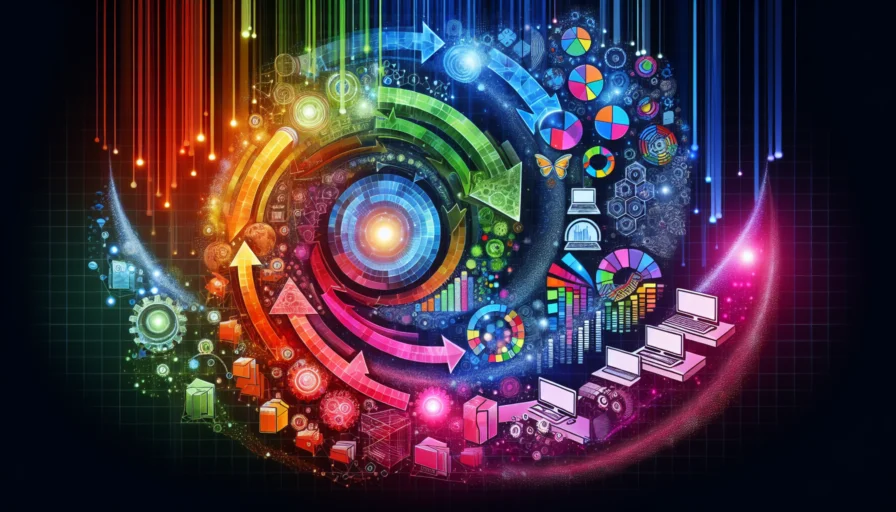 cycle de vie d'un projet facon abstrait en couleurs